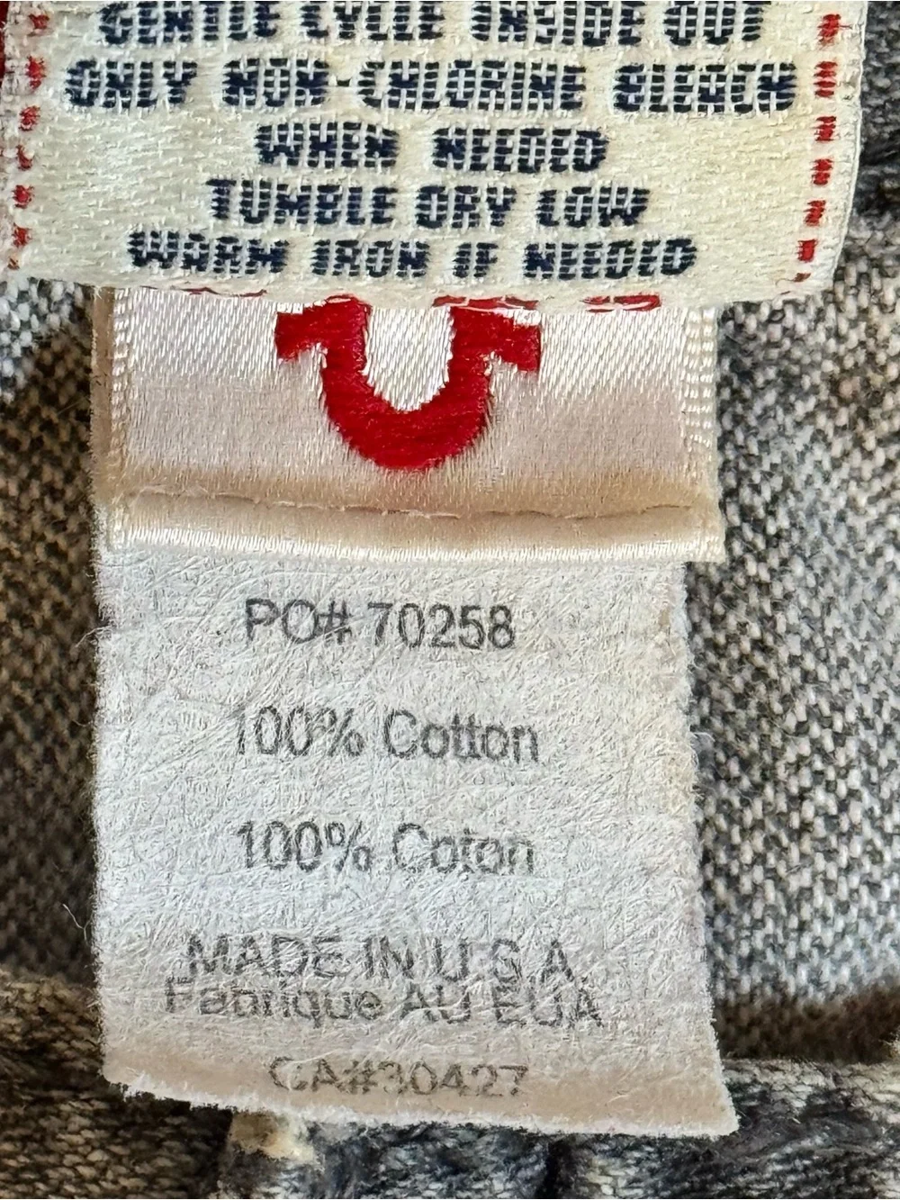 True Religion Ricky Big T Distressed Gray Jeans Size 34